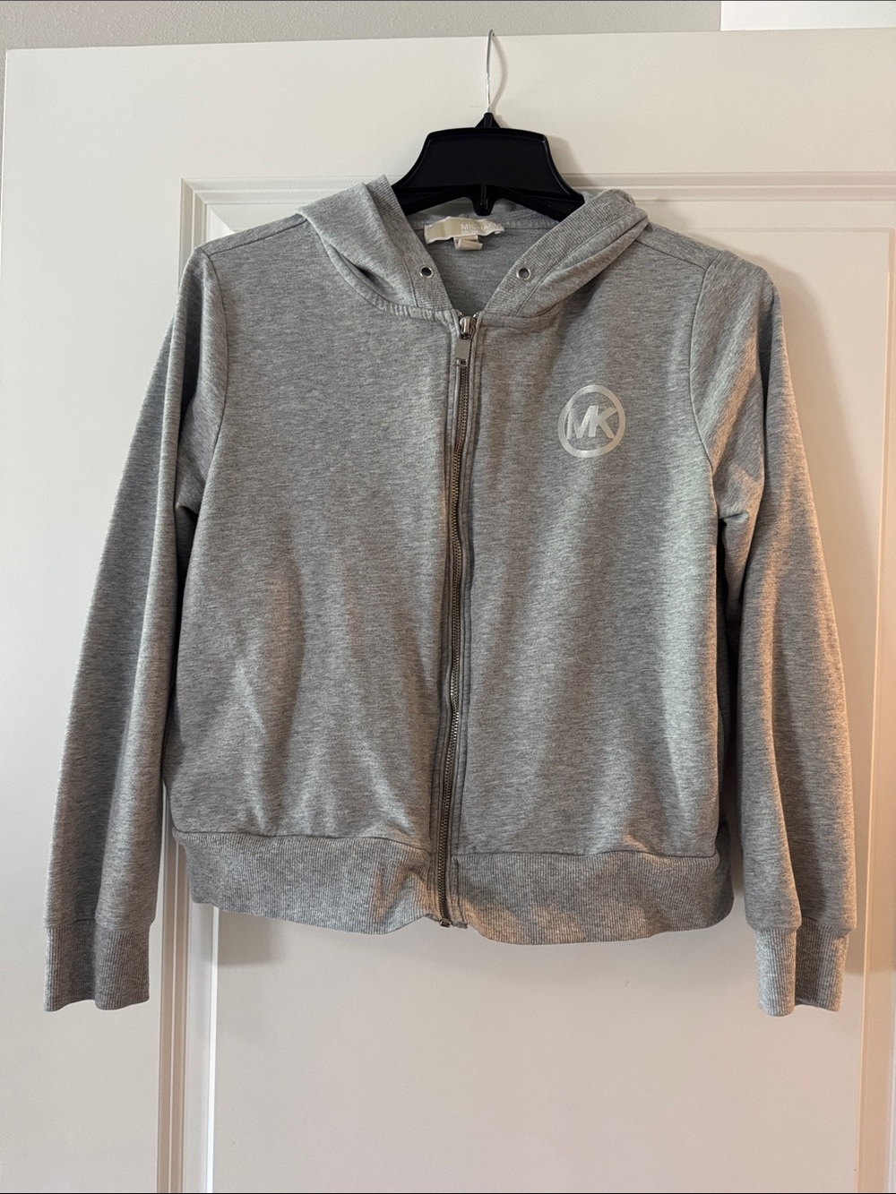 Michael Kors Kids Light Gray Zip Hoodie with MK Logo